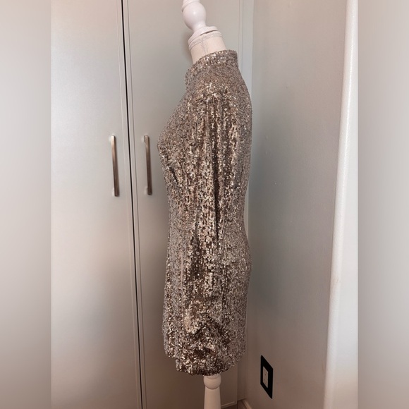 Ronny Kobo Collection Silver Sequin Long Sleeve Dress - Picture 6 of 15